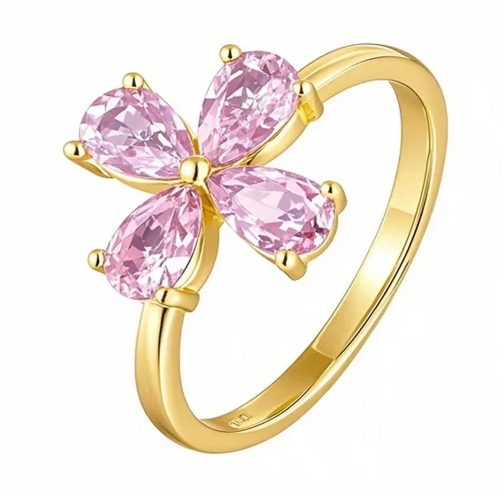 Pink Zircon Floral Women's Jewelry