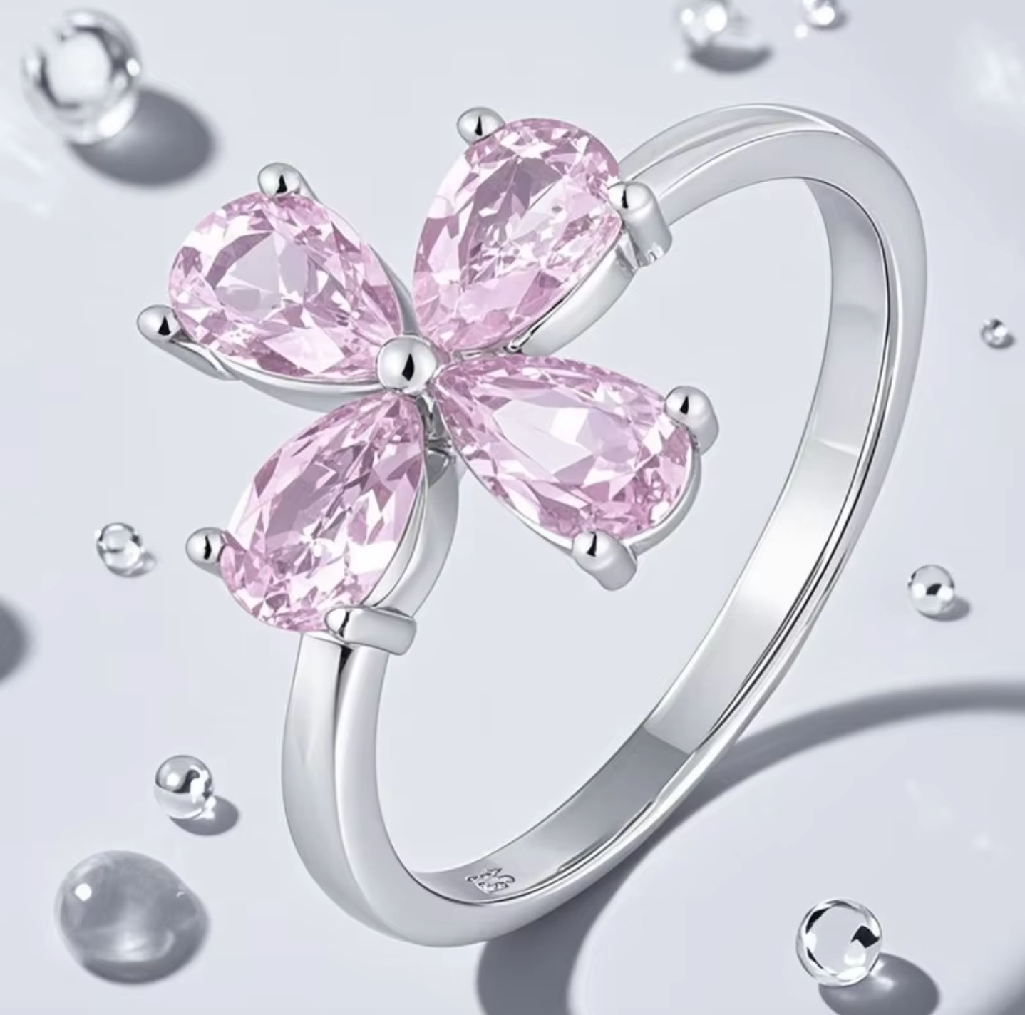 Pink Zircon Floral Women's Jewelry