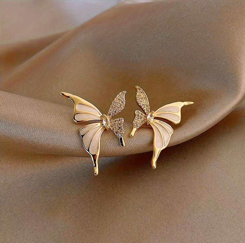 Korean Crystal Flower Butterfly Earrings