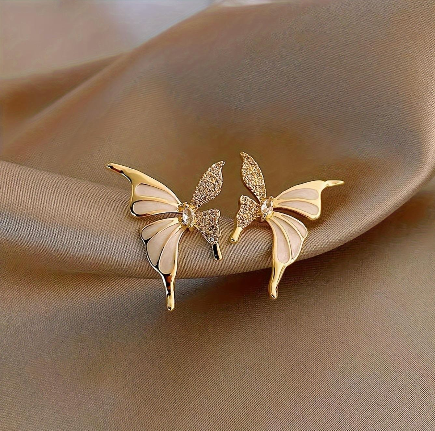 Korean Crystal Flower Butterfly Earrings