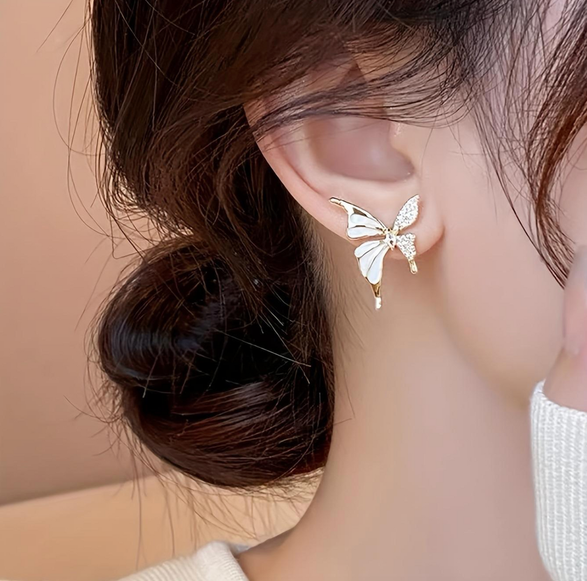 Korean Crystal Flower Butterfly Earrings