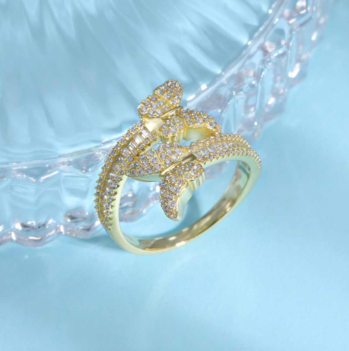 14K Gold-Plated Butterfly Rings