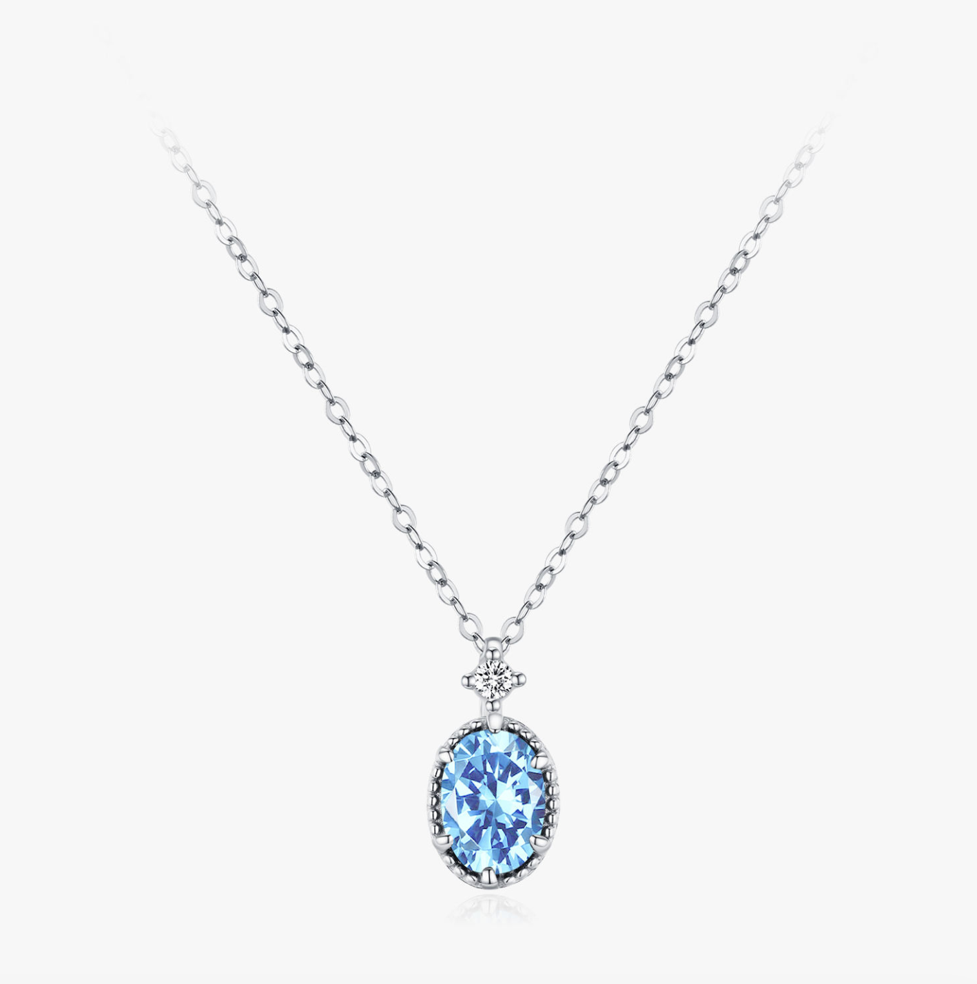 Ailmay 925 Sterling Silver Aqua Blue Necklace