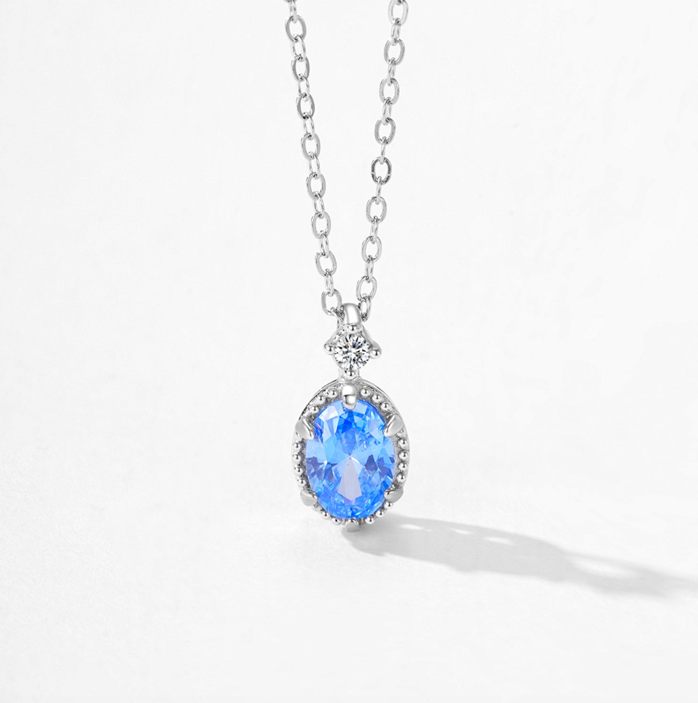 Ailmay 925 Sterling Silver Aqua Blue Necklace
