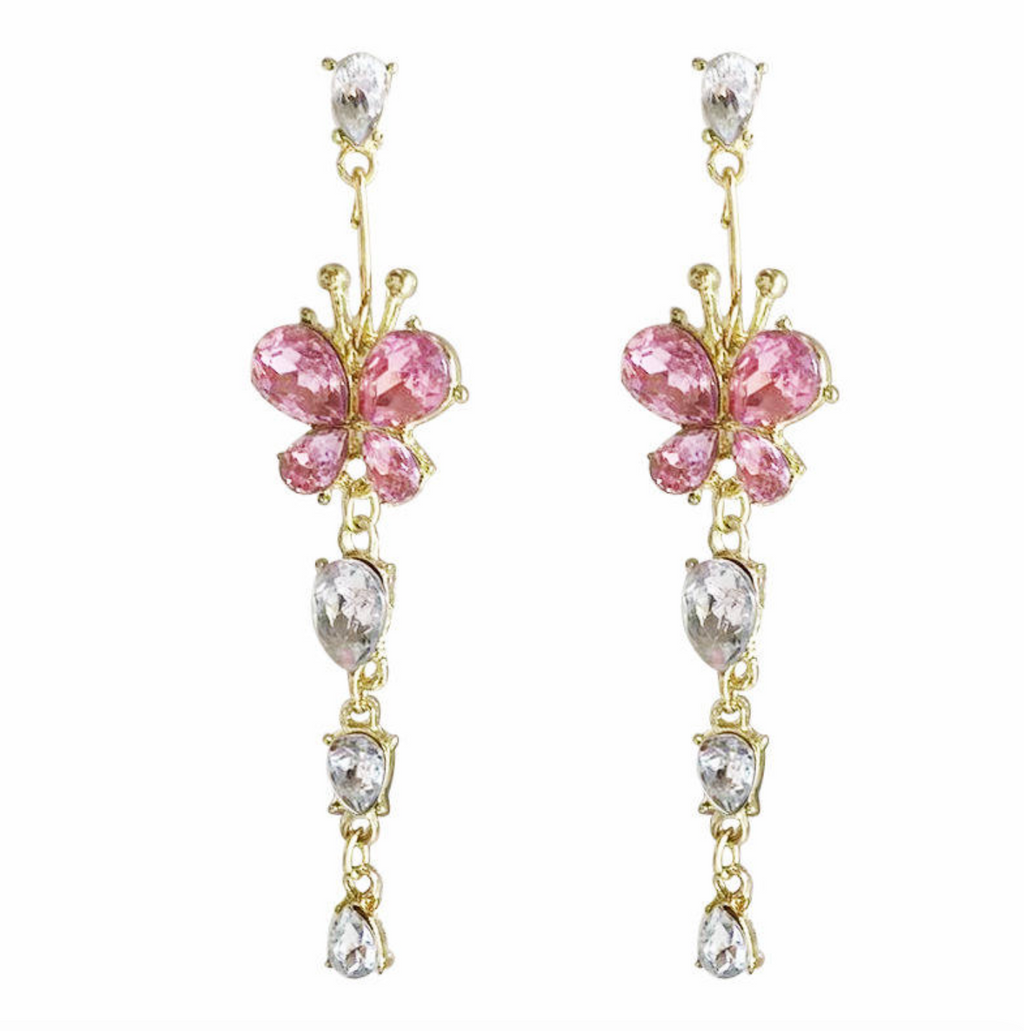 Butterfly Long Chain Tassel Threader Earrings
